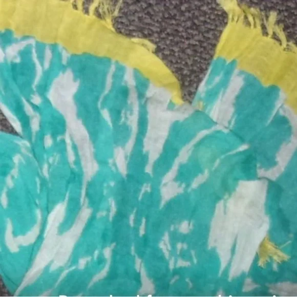 LOFT linen scarf accent pretty blue white yellow womens - Picture 5 of 5